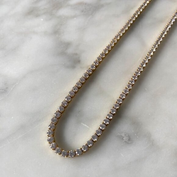 18k gold tennis necklace - Picture 1 of 3